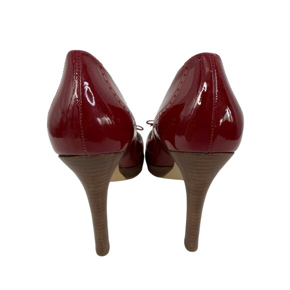 Marc Fisher Red Patent Leather Peep Toe Platform Heels 4" Heel Size 10M Shoes - Picture 5 of 10